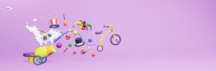 3d rendering of festivals and circus entertainment in Saint Barthelemy for social media