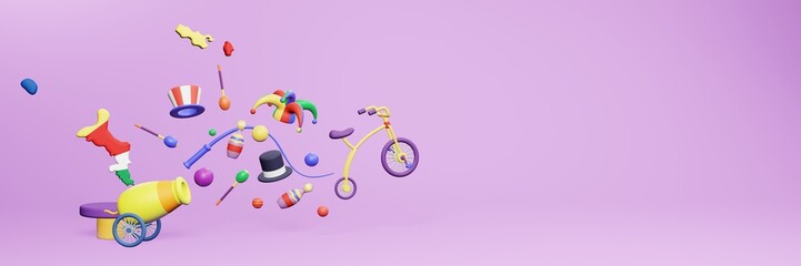 3d rendering of festivals and circus entertainment in Seychelles for social media