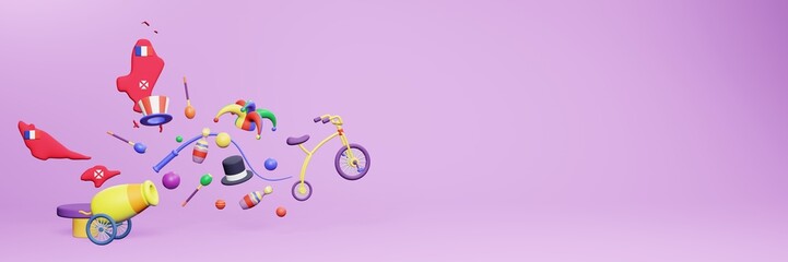 3d rendering of festivals and circus entertainment in Wallis and Futuna for social media