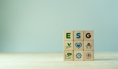 ESG concept of environmental, social and governance. Sustainable corporation development.  The...