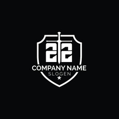 22 LOGO , SHIELD LOGO DESIGN