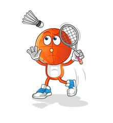 Obraz premium basketball head cartoon smash at badminton. cartoon mascot vector