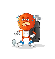 basketball head cartoon with golf equipment. cartoon mascot vector