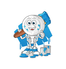 medicine tablet head cartoon painter illustration. character vector