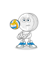 medicine tablet head cartoon play volleyball mascot. cartoon vector