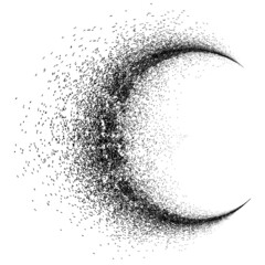 Half Circle Brush Stroke Border Frame . Grunge Element for your Design . Moon logo . Letter c . Dispersion effect . Vector illustration