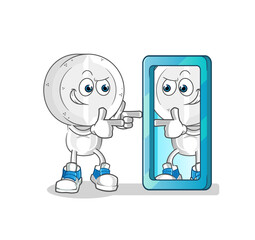 medicine tablet head cartoon looking into mirror. cartoon mascot vector