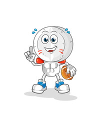 medicine tablet head cartoon playing rugby character. cartoon vector