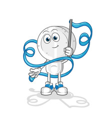 medicine tablet head cartoon Rhythmic Gymnastics mascot. cartoon vector