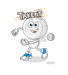 medicine tablet head cartoon throwing baseball vector. cartoon character