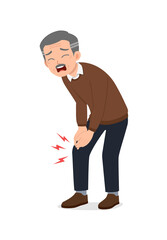 sad old man feel hurt on the knee