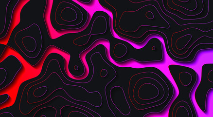 Abstract vector paper cutout background with overlapping dark and vibrant colored layers. 