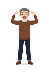 Fototapeta premium old man show strong pose and smile