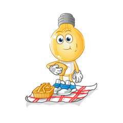 light bulb head cartoon on a picnic. cartoon mascot vector