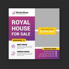 Real estate house sale and buy Instagram post and social media square banner template.