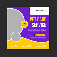 Best pet care service for your pet social media post and Instagram post template