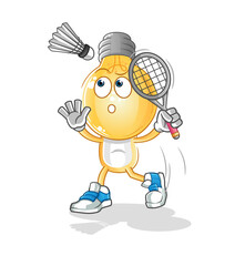 light bulb head cartoon smash at badminton. cartoon mascot vector