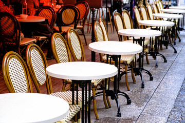 French restaurant - chairs in the row - 484188152