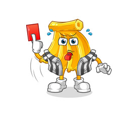 Banana referee with red card illustration. character vector
