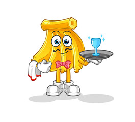 Banana waiter cartoon. cartoon mascot vector