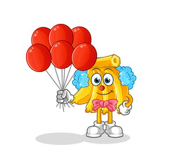 Banana clown with balloons vector. cartoon character