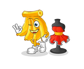 Banana fashion designer vector. cartoon character