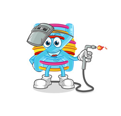 DNA welder mascot. cartoon vector