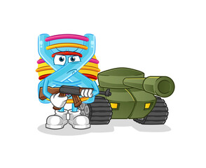 DNA soldier with tank character. cartoon mascot vector