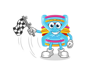 DNA hold finish flag. cartoon mascot vector