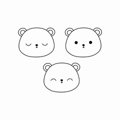 Cute doodle bears black and white illustration