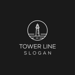 light house line art logo vector illustration design