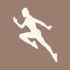 Fototapeta na wymiar Sportswoman silhouette. Running athlete. Sport. Run.