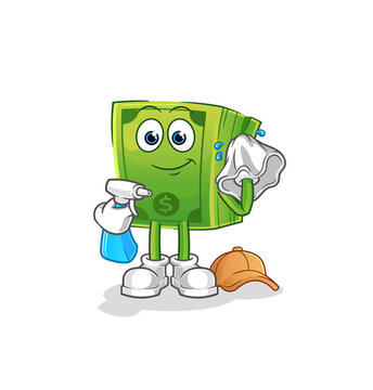 money cleaner vector. cartoon character