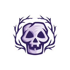 Cartoon Halloween Skull Vector Illustration