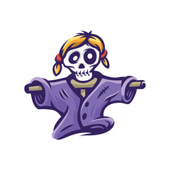 Skull Girl Halloween Vector Illustration
