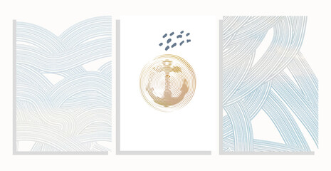 abstract wavy template with anchor vector background set © sachch