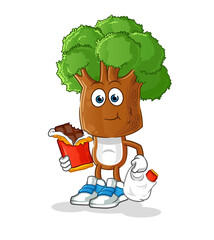 Obraz premium tree head cartoon eat chocolate mascot. cartoon vector