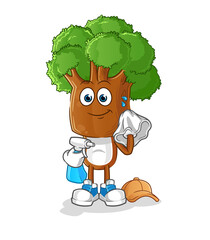 tree head cartoon cleaner vector. cartoon character