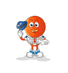 basketball head cartoon pilot mascot. cartoon vector