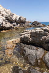 rocky cove at cap de creus on the costa brava in northern spain