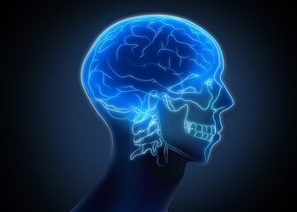 Scan of human brain on dark background, illustration