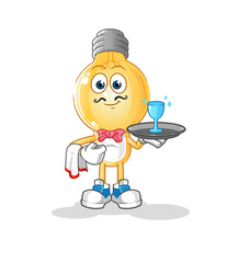 light bulb head cartoon waiter. cartoon mascot vector