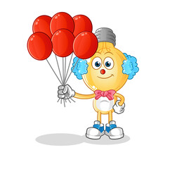 light bulb head cartoon clown with balloons vector. cartoon character