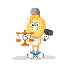 Obraz premium light bulb head cartoon lawyer cartoon. cartoon mascot vector