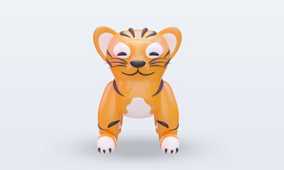 3d chinese new year Tiger icon rendering front view