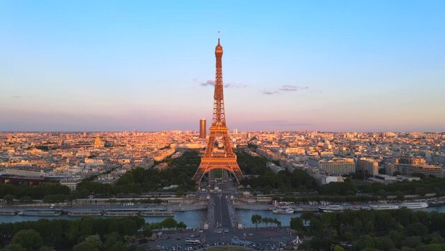 Golden hour at the Eiffel Tower in Paris France
