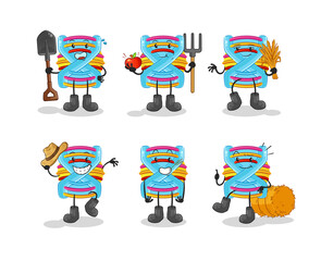 DNA farmer group character. cartoon mascot vector