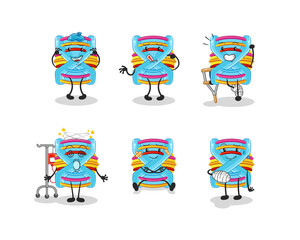 DNA sick group character. cartoon mascot vector