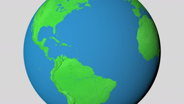 Seamless looping animation of the earth zooming in to the 3d map of Barbados with the capital and the biggest cites in 4K resolution