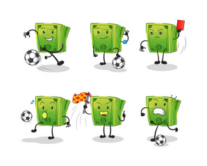 money football group character. cartoon mascot vector